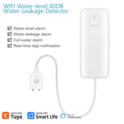 AquaGuard Tuya WiFi Smart Water Leak Sensor — 80dB Alarm &amp; Remote Monitoring