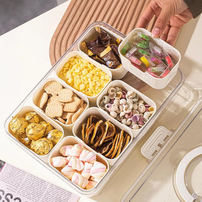 SnackMaster 8-Grid Serving Tray — Portable Food Storage &amp; Seasoning Separator Box