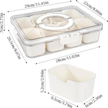 SnackMaster 8-Grid Serving Tray — Portable Food Storage &amp; Seasoning Separator Box