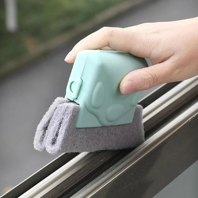 ClearView Window Groove Cleaning Brush — Slot Cleaner with Microfiber Cloth
