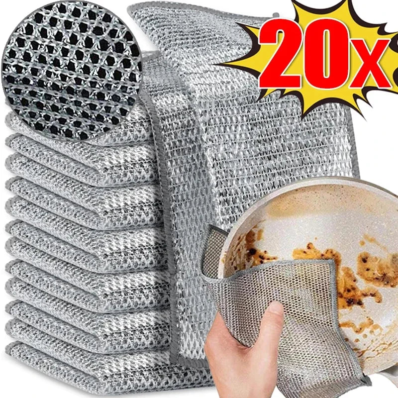 SteelShine Magic Wire Cleaning Cloths — Double-Sided Thickened Metal Scrubber for Dishes & Pots