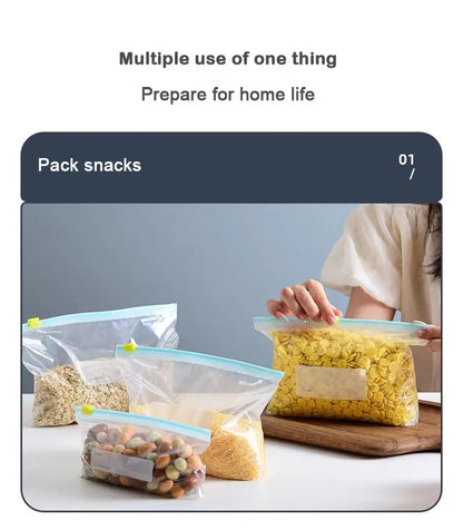 FreshSeal Reusable Food Storage Bags — BPA-Free, Leak-Proof Ziplock Freezer Bags