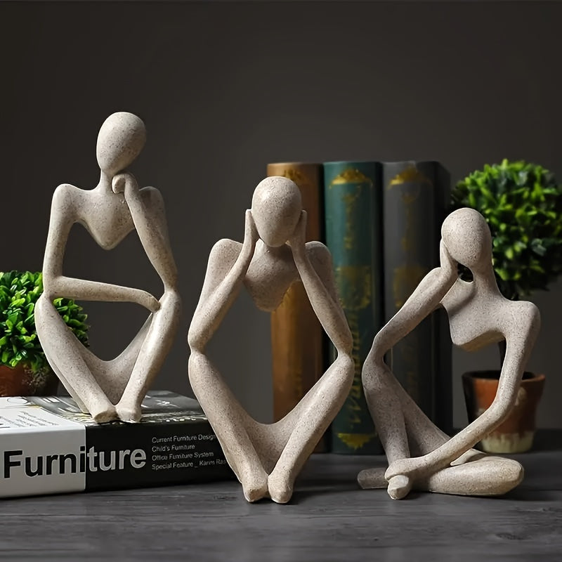 3-Piece Modern Abstract Thinker Statue Set